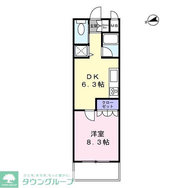 アムール梶ヶ谷(1DK/3階)の間取り写真