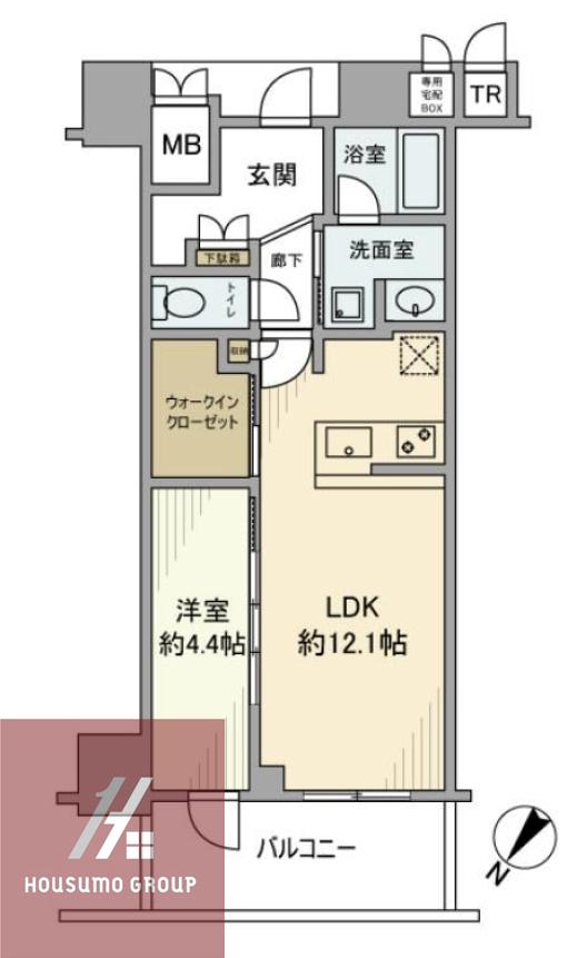 ジオタワー大阪十三(1LDK/22階)の間取り写真