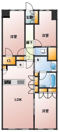アーバンパレス東松山(3LDK/4階)の間取り写真