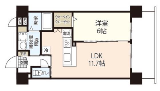 シティマンション衆楽(1LDK/6階)の間取り写真