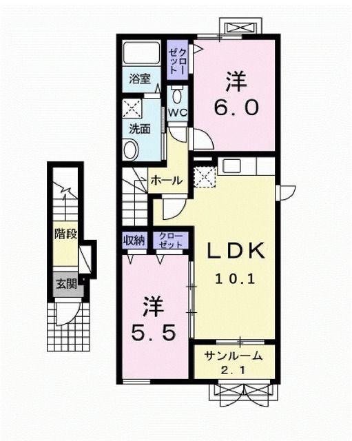 シャングリラ 越後屋(2LDK/2階)の間取り写真