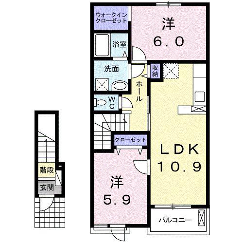 フェリーチェ(2LDK/2階)の間取り写真