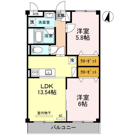 桜コート(2LDK/2階)の間取り写真