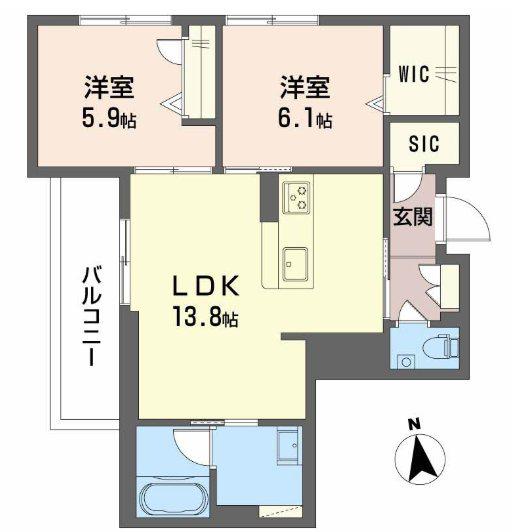 シャーメゾン マイレ(2LDK/2階)の間取り写真