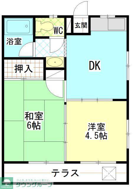 木下稲荷コーポ(1LDK/2階)の間取り写真