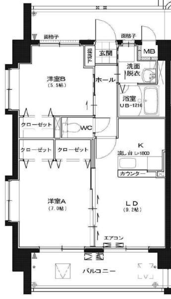 サンモール キリシマ(2LDK/4階)の間取り写真