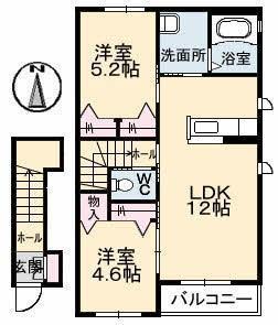 シャーメゾンM(2LDK/2階)の間取り写真
