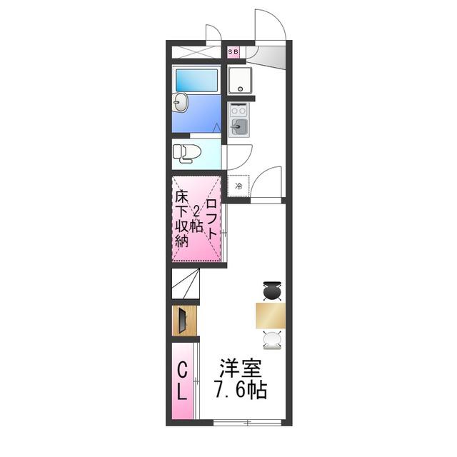 レオパレスサンシャイン陵南(1K/2階)の間取り写真