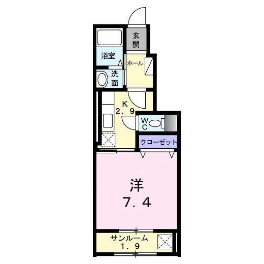 ジュネス(1K/1階)の間取り写真