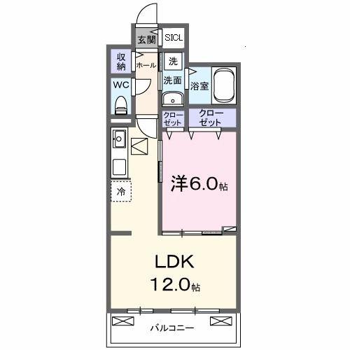 オーベン中神(1LDK/1階)の間取り写真