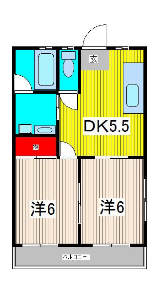 ミヨシハイム(2DK/2階)の間取り写真