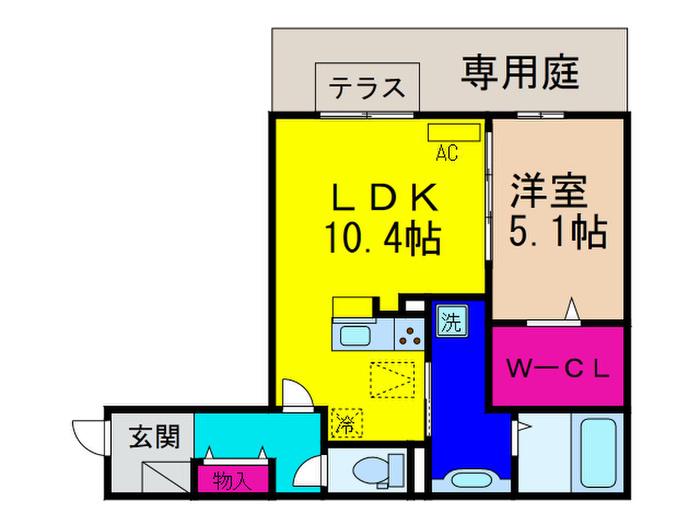 飛鳥III(1LDK/1階)の間取り写真