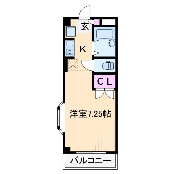 フォンテーヌ大倉山(1K/2階)の間取り写真