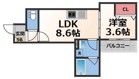 D PORTA SUNNY(1LDK/1階)の間取り写真