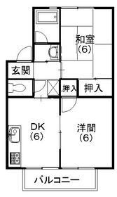 ディアコート富塚(2DK/2階)の間取り写真