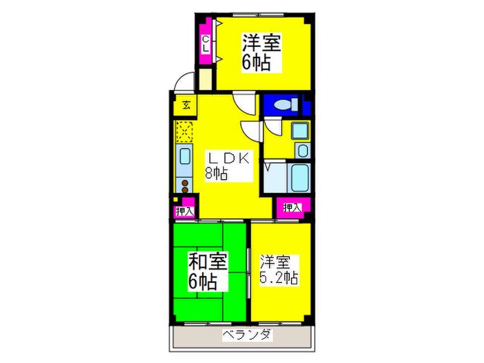 テランガ大浜(3LDK/3階)の間取り写真