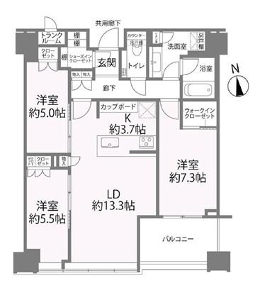 白金ザ・スカイ東棟(3LDK/41階)の間取り写真