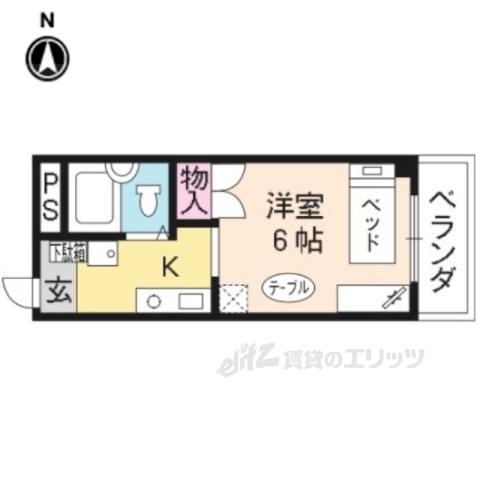 ドルチェ御所ノ内(1K/3階)の間取り写真