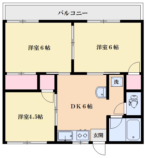 JR横浜線 十日市場駅(神奈川) 徒歩12分 2階建 築45年(3DK/2階)の間取り写真