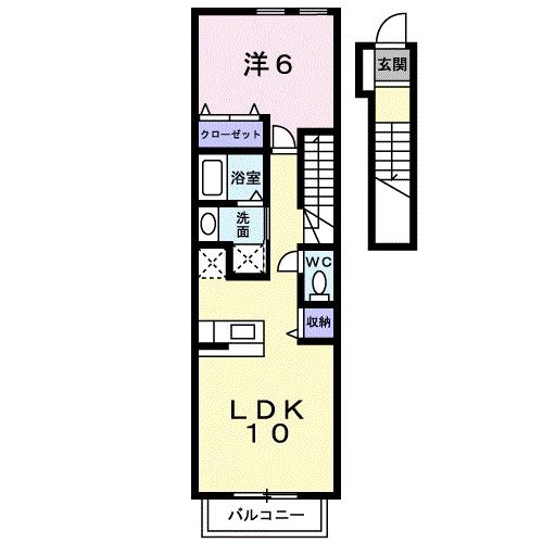 ルーナ II(1LDK/2階)の間取り写真