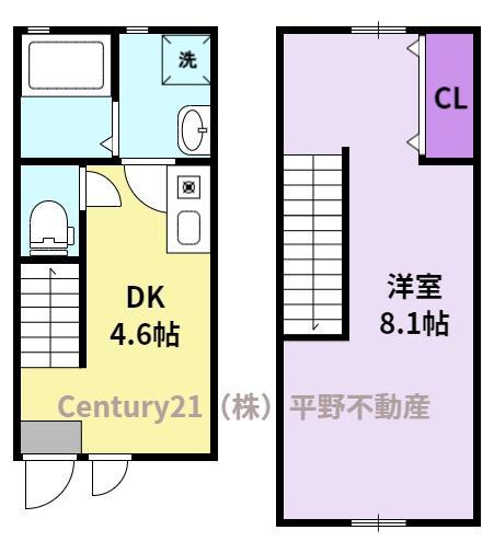 ヴェルジュ荒木B棟(1DK/1階)の間取り写真