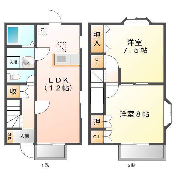 サニーヒル伊藤II(2LDK/1階)の間取り写真