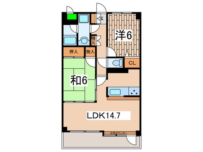 グレイス大和(2LDK/4階)の間取り写真