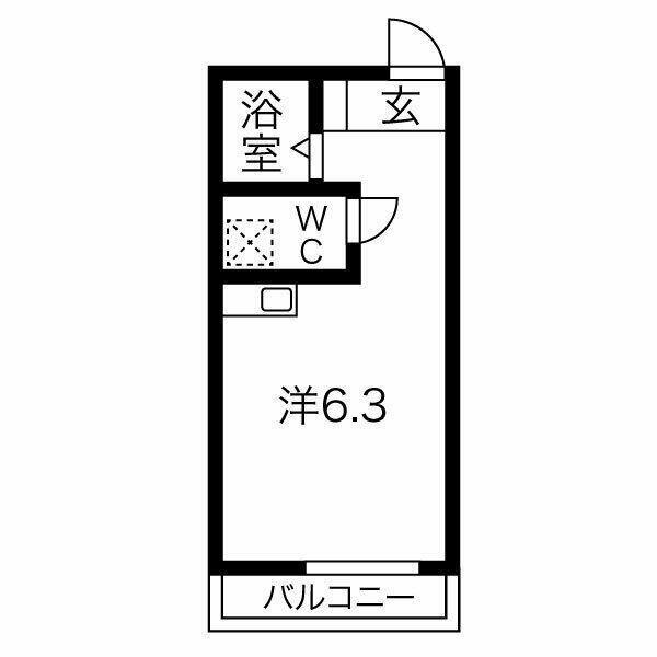 アークヒルズ磯子(ワンルーム/2階)の間取り写真