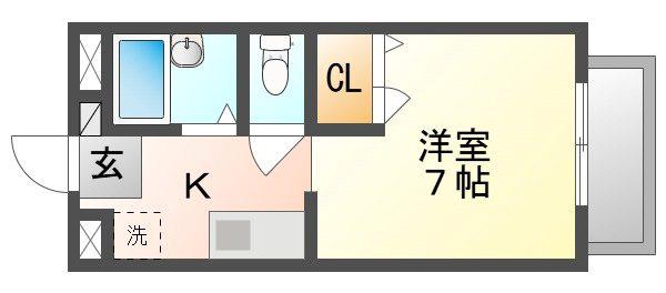 サリチェ・イマA(1K/1階)の間取り写真