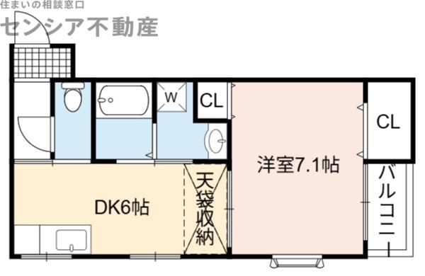 ラフィーネ鶴見(1DK/1階)の間取り写真