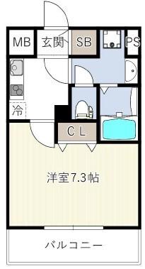 PASEO三軒寺通(1K/3階)の間取り写真