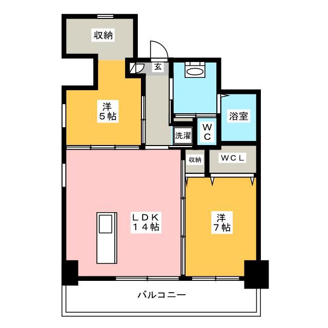 ベーシックビル博多(2LDK/5階)の間取り写真