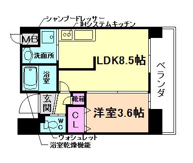 ONLYONE池田(1LDK/7階)の間取り写真