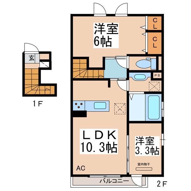 クレスト新地(2LDK/2階)の間取り写真
