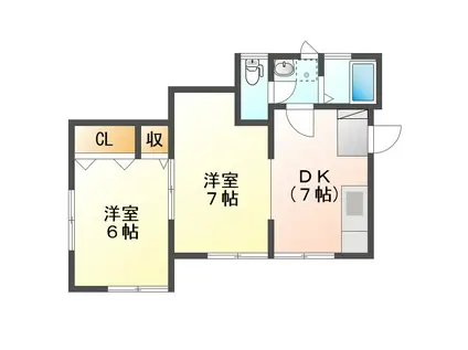 ハーバービュー小島(2DK/2階)の間取り写真