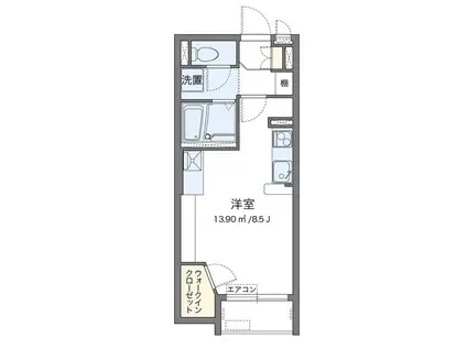 ミランダゾンマー(ワンルーム/2階)の間取り写真