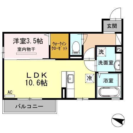 グランジェロ 303(1LDK/3階)の間取り写真