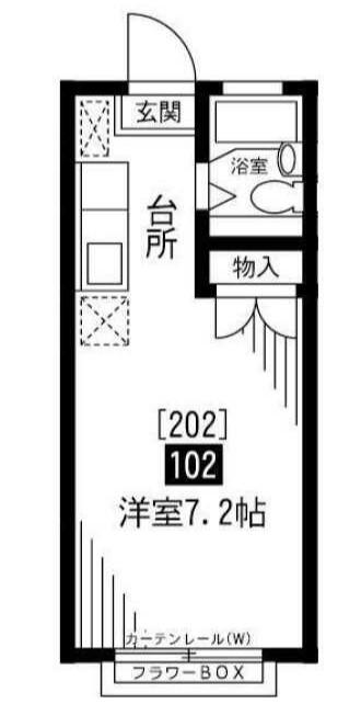 エステートピアU(ワンルーム/1階)の間取り写真