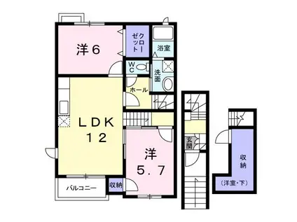 ブリズI(2LDK/2階)の間取り写真