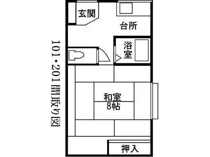 ハウスクレードル(1K/2階)の間取り写真