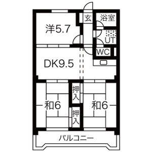 メゾンむつな(3DK/2階)の間取り写真