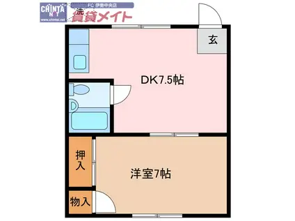 ななぞうアパート(1DK/2階)の間取り写真