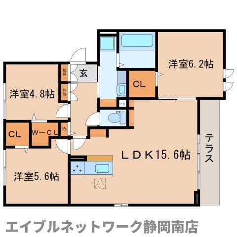 ドルチェ南八幡B(3LDK/1階)の間取り写真