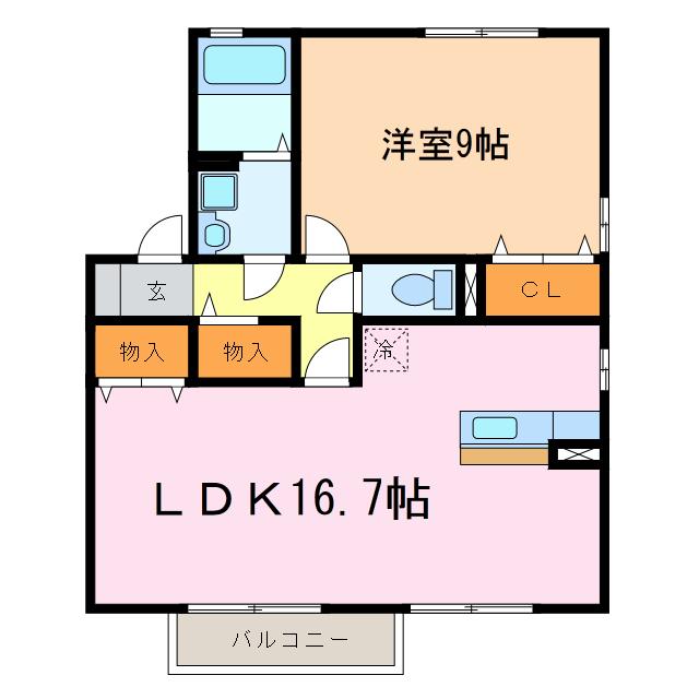 天王ガーデンII C(1LDK/2階)の間取り写真