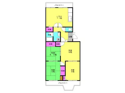 鳩里団地弐号棟(4LDK/4階)の間取り写真
