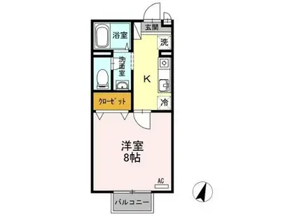 アレイ御用所 B棟(1K/2階)の間取り写真