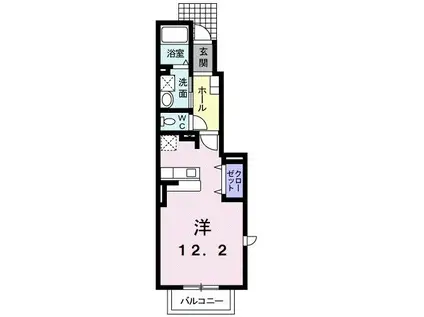 ソレイユI(ワンルーム/1階)の間取り写真