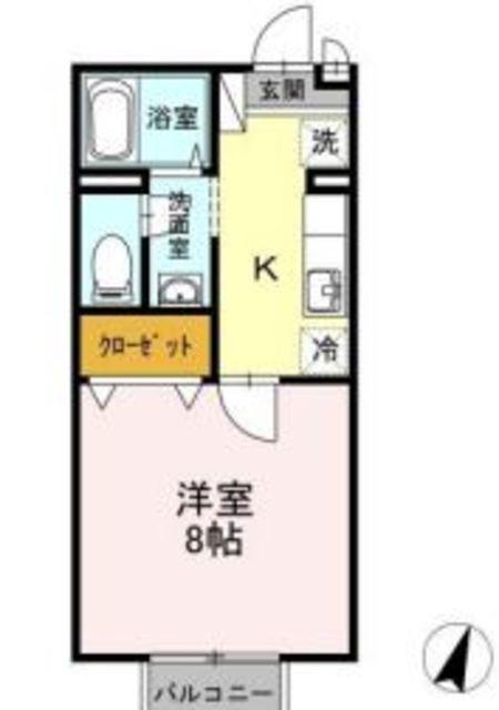 アレイ御用所 B棟(1K/2階)の間取り写真
