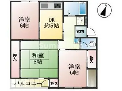 渦ヶ森コーポ18号館(3DK/5階)の間取り写真