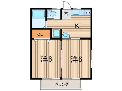 本町アパートA棟(2K/1階)の間取り写真